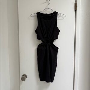 Zara XS Linen like Black Cut-Out Dress